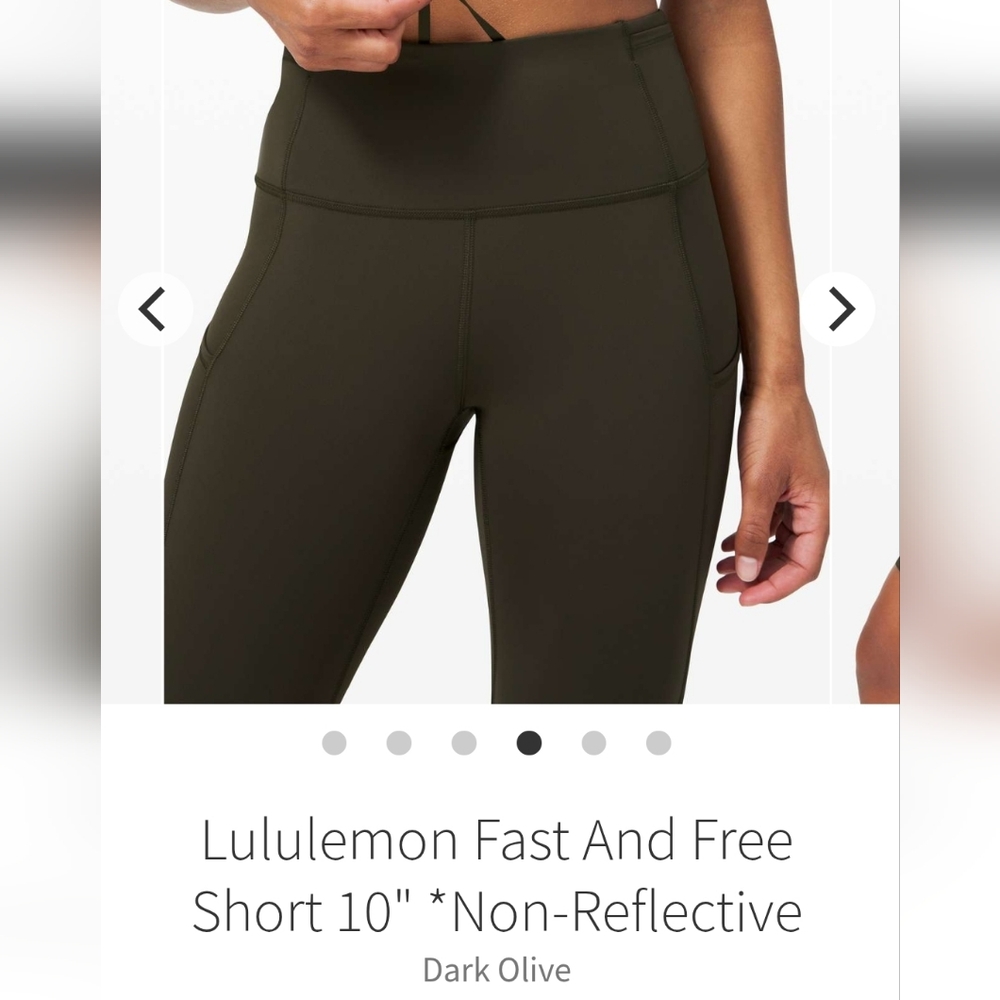 NWOT lululemon Fast And Free 10in W/pockets Bike Shorts - Dark Olive Sz 4